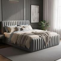 Lova POSH + Čiužinys SAPNAS 2 XL|160x200|Pilka #15|Veliūras