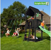Nsh Nordic „Jungle Gym Club“ žaidimų bokštas, komplektuojamas su sūpynių moduliu, be čiuožyklos, gruntuotas juodai (806-284SB)