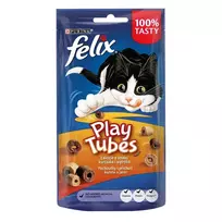 Ėdalo papildas suaugusioms katėms su vištiena ir kepenimis FELIX PLAY TUBES, 50 g