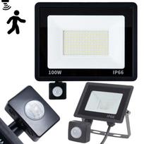 Halogeninis LED prožektorius, 100 W, 6000 K, su jutikliu nuo sutemų iki aušros, IP66