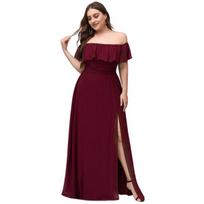 Moteriška ilga suknelė atvirais pečiais Saitdress, raudona, 50