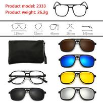 6 viename akiniai nuo saulės vyrams, moterims, magnetiniai prisegami akiniai, optiniai rėmeliai pagal receptą, magnetiniai spaustukai Polarized lens