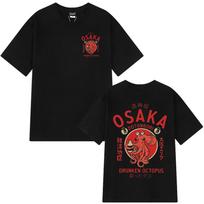 Osaka Dotonbori Girtas aštuonkojis Juokingas Mėmė T-shirt, Japoniško gatvės maisto entuziasto Vasarinė spausdinta 100% grynos medvilnės T-shirt M