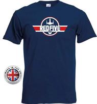 STAR WARS Rebel RED 5 TOP GUN style Navy or Black printed T-Shirt. Unisex/Fitted 2XL