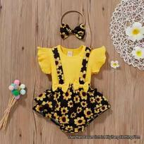 Princess Style Baby Summer Romper Set: Triangle Onesie, Pull-Over Top, Bubble Pants, Skirt 100