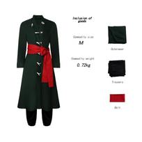 Roronoa Zoro Cosplay Anime Kostiumas Uniforma Žalias Paltas Diržas Kelnės Galvos Šalikas Zoro Perukas Uniformos Helovinas Vyriški Konvencijos Drabužiai 2XL smėlis