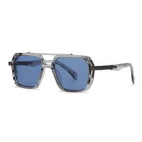 New High Quality Retro Double Bridge Square Frame Sunglasses Fashion European And American Style Men'S Aviator Glasses Uv400