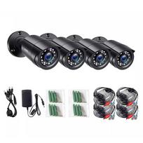 1080P 4 vnt. HD TVI apsaugos kameros lauko vidinės oro sąlygoms atspari kulkos formos stebėjimo kamera analoginei CCTV DVR sistemai, EU kištukas White(4 Pcs Camera)