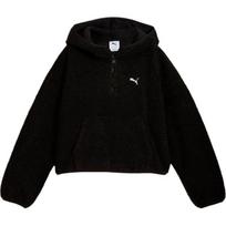 Puma Logo Fleece Short Hooded Long Sleeve Jacket Women jackets 633983-01 S