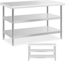 Royal Catering Centrinis plieninis stalviršis 2 lentynos 120 x 70 cm iki 200 kg