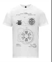 Nicola Tesla Electrical Transmission Patent Art Blueprint T-Shirt Graphic T Shirts Retro Streetwear Neck Short-sleeved Men's Tee S