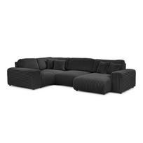 Tamsiai pilkos spalvos kampinė sofa iš kordinio velveto (su kairiuoju kampu/„U“ formos) Justin – Ropez