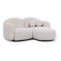 Kreminės spalvos kampinė sofa iš boucle (su dešiniuoju kampu/su gultu) Orbit – Ropez