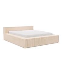 Smėlio spalvos dvigulė lova dengta audiniu su sandėliavimo vieta su lovos grotelėmis 180x200 cm Cloe – Ropez