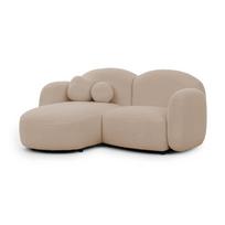 Šviesiai rudos spalvos kampinė sofa iš boucle (su kairiuoju kampu/su gultu) Orbit – Ropez