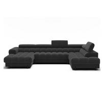 Tamsiai pilkos spalvos iš boucle sulankstoma kampinė sofa (su dešiniuoju kampu/„U“ formos) Feraria – ELTAP