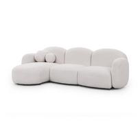 Kreminės spalvos kampinė sofa iš boucle (su kairiuoju kampu/su gultu) Orbit – Ropez