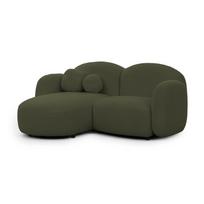 Žalios spalvos kampinė sofa iš boucle (su kairiuoju kampu/su gultu) Orbit – Ropez