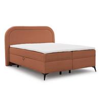 Oranžinės spalvos spyruoklinė lova su sandėliavimo vieta 200x200 cm Ornes – Ropez