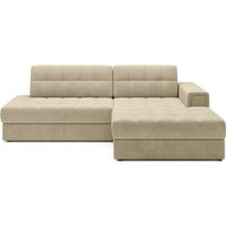 Šviesiai rudos spalvos iš velveto sulankstoma kampinė sofa (su dešiniuoju kampu/su gultu) Blezalt – ELTAP