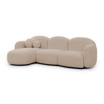 Šviesiai rudos spalvos kampinė sofa iš boucle (su kairiuoju kampu/su gultu) Orbit – Ropez