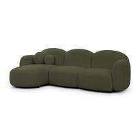 Žalios spalvos kampinė sofa iš boucle (su kairiuoju kampu/su gultu) Orbit – Ropez