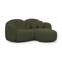 Žalios spalvos kampinė sofa iš boucle (su dešiniuoju kampu/su gultu) Orbit – Ropez