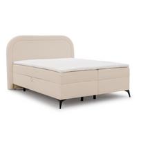 Smėlio spalvos spyruoklinė lova su sandėliavimo vieta 200x200 cm Ornes – Ropez