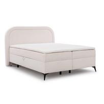 Baltos spalvos spyruoklinė lova su sandėliavimo vieta 200x200 cm Ornes – Ropez