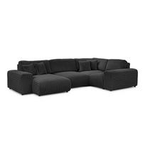 Tamsiai pilkos spalvos kampinė sofa iš kordinio velveto (su dešiniuoju kampu/„U“ formos) Justin – Ropez