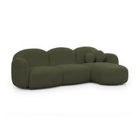 Žalios spalvos kampinė sofa iš boucle (su dešiniuoju kampu/su gultu) Orbit – Ropez
