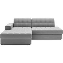 Pilkos spalvos iš velveto sulankstoma kampinė sofa (su kairiuoju kampu/su gultu) Blezalt – ELTAP
