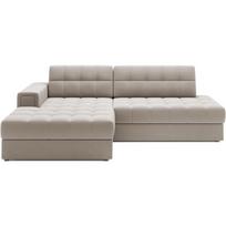 Smėlio spalvos iš velveto sulankstoma kampinė sofa (su kairiuoju kampu/su gultu) Blezalt – ELTAP