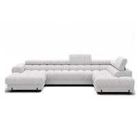 Kreminės spalvos iš boucle sulankstoma kampinė sofa (su dešiniuoju kampu/„U“ formos) Feraria – ELTAP