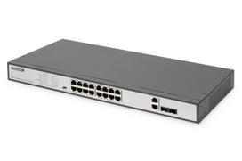 DIGITUS Switch 16-Port 10/100  250W PoE Unmanaged Black | DN-95342-1 | 4016032485667