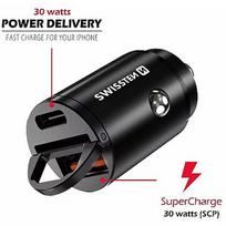Swissten 30W Nano Metal Car Charger Adapter with 30W PD / SCP / Black 20111770