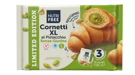NUTRIFREE CORNETTI AL PISTACCHIO XL - kruasanai su pistacijų įdaru be glitimo, 240g (3x80g)