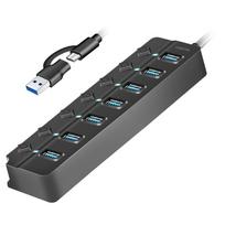 Logilink USB3.2 Gen1 hub, 7-port on/off switch, black