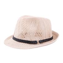 Vasarinė vilnonė megzta tinklinė fedora skrybėlė su odiniu juostelė 58