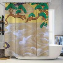 Luxurious Japanese-Inspired Shower Curtain With Hand-Painted Flowers: Modern Bathroom Decor For Home Decoration 60 X 72 Inch Gol 90x180cm