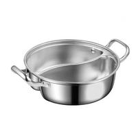 Nerūdijančio plieno Yuanyang karštasis puodas - Sutirštintas didelės talpos dviejų rankenų Shabu-Shabu puodas 28cm Deepened (Stainless Steel 201)