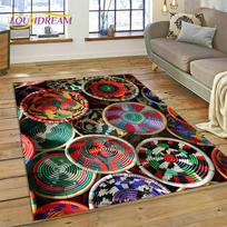 3D Ethiopia Colorful Flower Woven Art Baskets Mandala Rug Carpet for Living Room Bedroom Home Decor,Non-slip for Sofa Doormat 40x60cm( 15x23in )