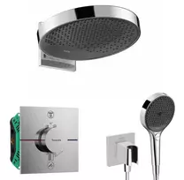 Hansgrohe – dušo rinkinys su įmontuojamu termostatu, su montavimo korpusu, skersmuo 36 cm, 3 srovių tipai, chromas 21HHH011