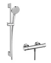 Hansgrohe Vernis Blend – dušo rinkinys su termostatu, 2 srovių tipai, EcoSmart, chromas 26960000