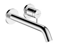 Hansgrohe Tecturis S – į sieną įmontuojamas praustuvo maišytuvas, su išleidimo komplektu, 2 skylių montavimas, EcoSmart, chromas 73351000
