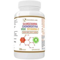 Progress Labs Gliukozaminas, Chondroitinas, MSM ir vitaminas C – 120 kapsulių