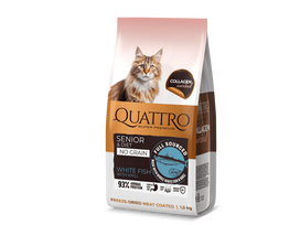 QUATTRO visavertis sausas dietinis/senstančių kačių maistas su balta žuvimi ir kriliu 7 kg