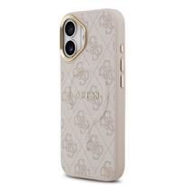 Guess PU Leather 4G Gold Frame MagSafe dėklas skirtas Apple iPhone 17 rožinės spalvos