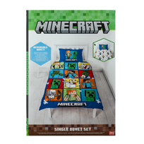 Vaikiškas patalynės komplektas MINECRAFT, 2-jų dizainų, 140 x 200 cm, 50 x 70 cm, 100% medvilnės
