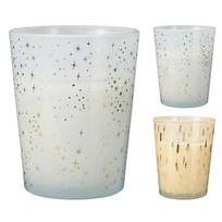 Kvepianti žvakė stikliniame indelyje SPARKLING STAR, baltos/kreminės sp., 13 x 16 cm